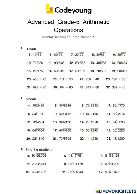 Image result for Large Number Division Worksheet