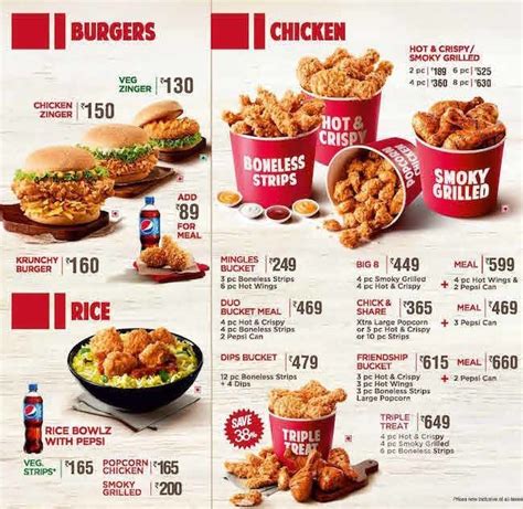 Afbeeldingsresultaten voor KFC Menu and Prices in MT Edgecombe