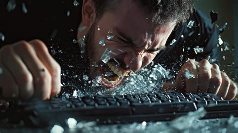 Toradh íomhá ar Angry Man Smashing a Computer