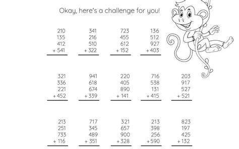 Image result for Four-Digit and Three Columns Addition Worksheet