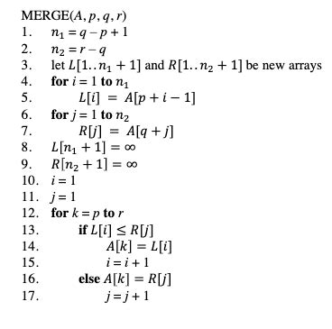 Merge Sort Pseudo Code に対する画像結果