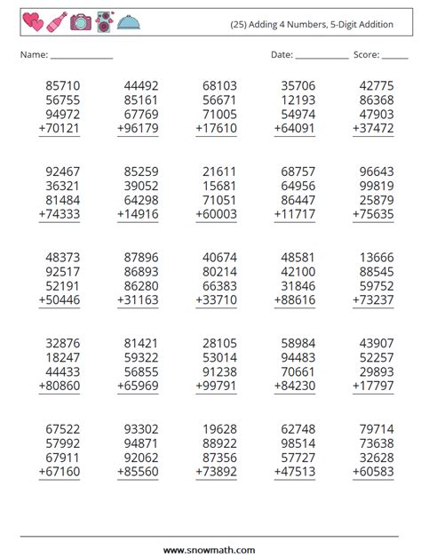 5 Digit Math Worksheets に対する画像結果