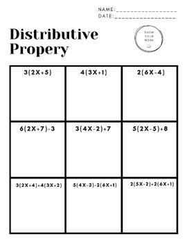 Image result for Distributive Property Worksheet 7th Grade PDF
