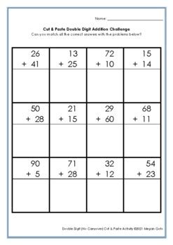 Image result for Cut and Paste Double-Digit Addition Worksheets