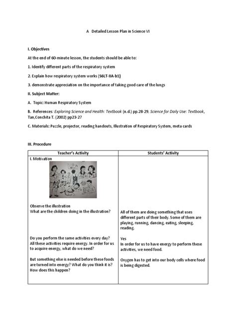 Image result for Lesson Plan Investigating Respiratory System