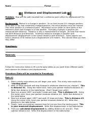 Image result for Distance Displacement Lab