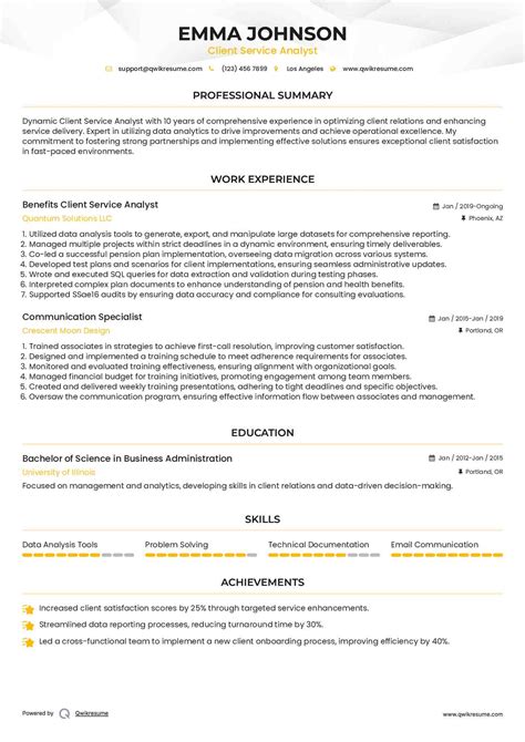 Toradh íomhá ar Client Support Analyst Resume