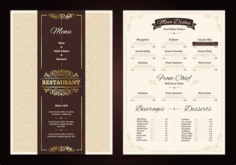 Fancy Restaurant Menu Horizontal に対する画像結果