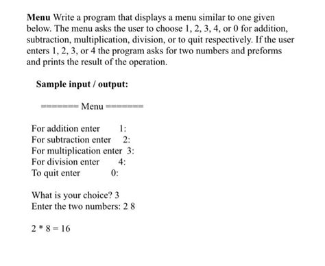 Image result for Simple C Program to Print Only Menu