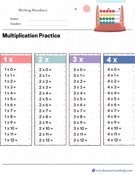 6-9 Multiplication Facts Worksheets に対する画像結果