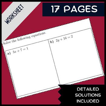 Image result for Solving Equations with Negative Numbers Worksheet