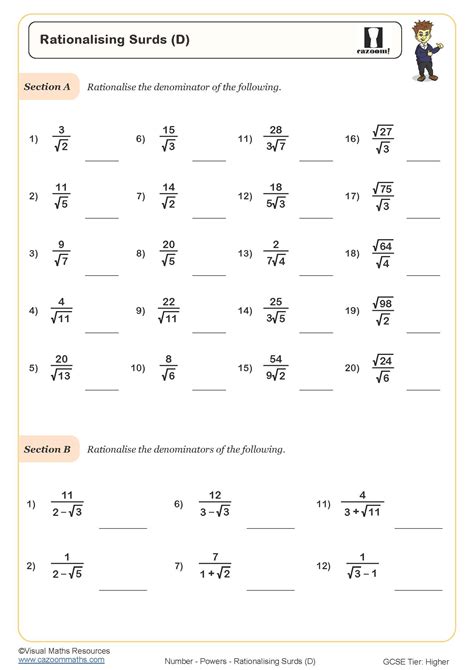 Image result for Simplifying Surds Worksheet