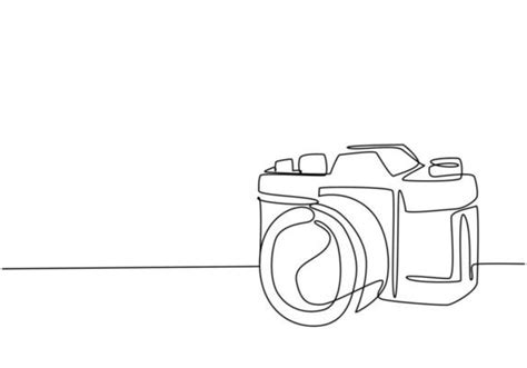 One continuous line drawing of old vintage analog pocket camera, side ...