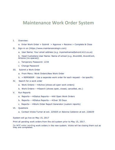 Image result for Maintenance Work Order System