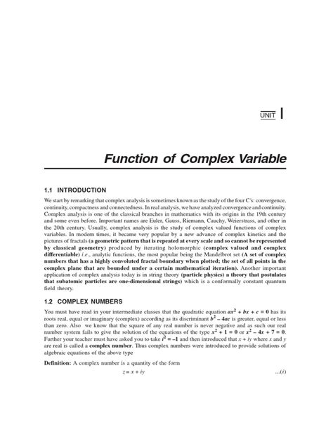 Image result for Function of Complex Variable One