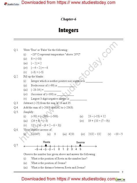 Image result for Integers Worksheet Answers Keys