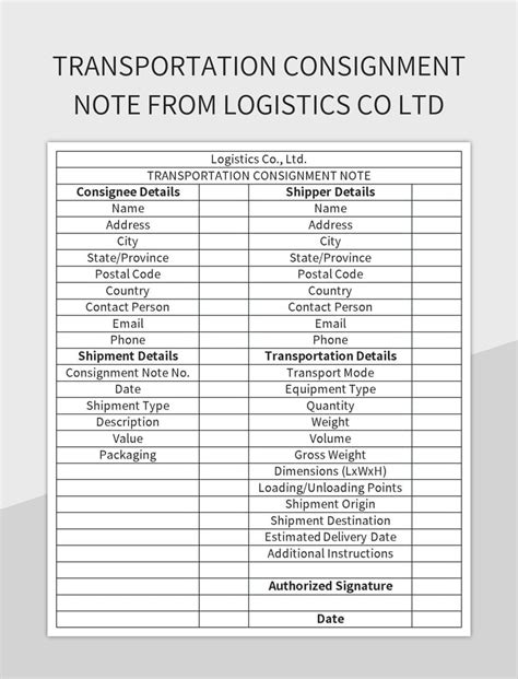 Afbeeldingsresultaten voor Shipping Consignment Note