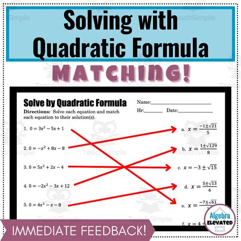 Toradh íomhá ar Quadratic Formula Simple Form