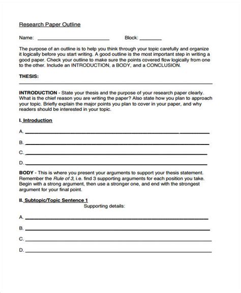 Image result for Research Paper Outline Example