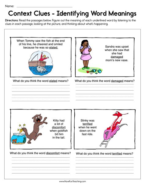 Image result for Identifying Types of Context Clues Worksheets