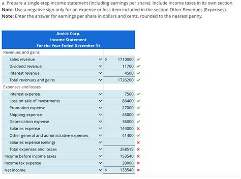 Single Step Income Statement 2 Columnar に対する画像結果