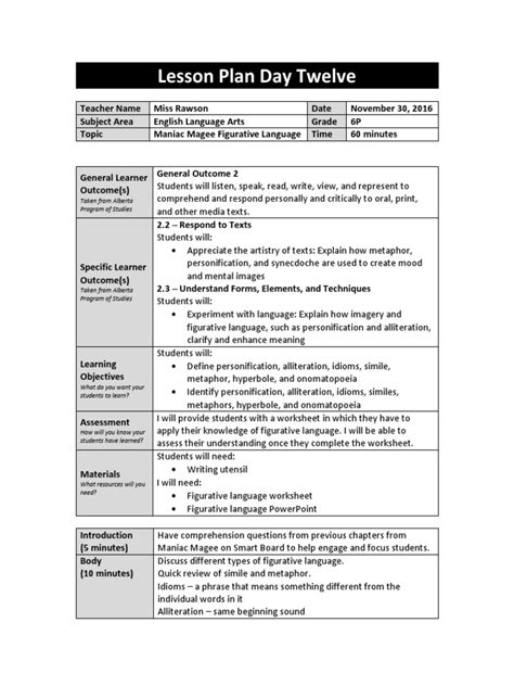 Figurative Language Lesson Plan に対する画像結果