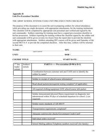 Image result for Army TASS Pre-Execution Checklist