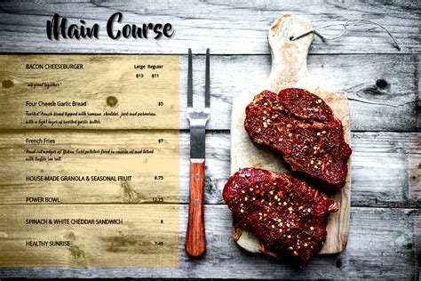 Image result for Example of Main Course in a Menu