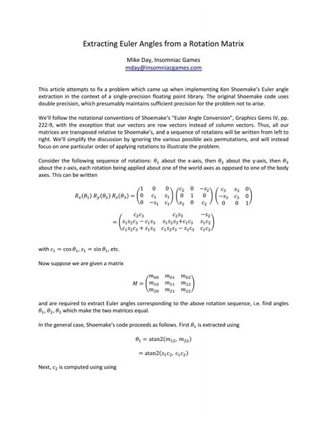 Image result for Euler Angles to Direction Cosine Matrix
