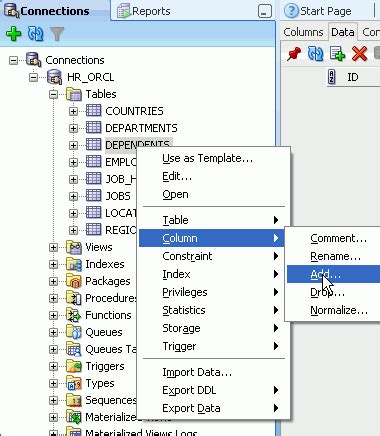 Add Column Oracle SQL Developer に対する画像結果