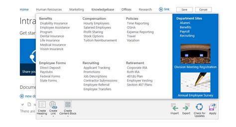 Toradh íomhá ar Example of SharePoint Site Cascade Menu