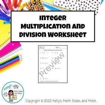 Image result for Integer Multiplication and Division Worksheet