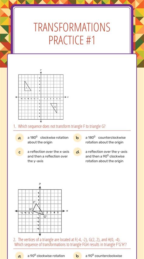 Image result for Series of Transformations Worksheet