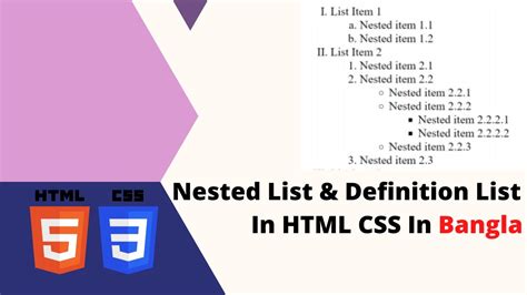 Nested and Description List Task in HTML ପାଇଁ ପ୍ରତିଛବି ଫଳାଫଳ