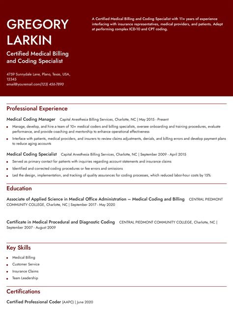 Afbeeldingsresultaten voor Medical Coding Resume Sample