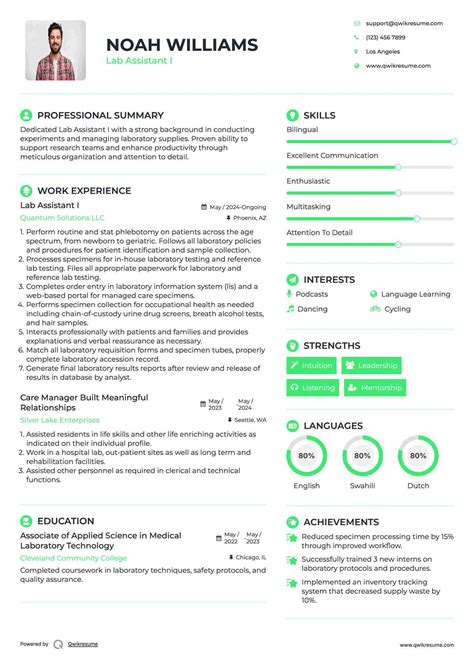 Image result for Lab Assistant CV Format