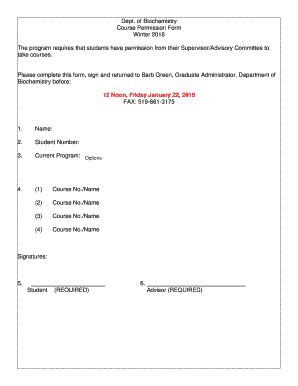 Image result for Course Permission Form