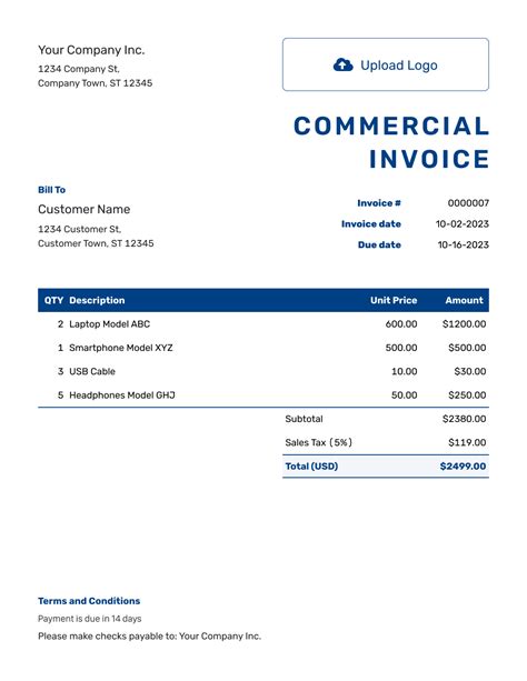 Image result for Commercial Invoice Sample