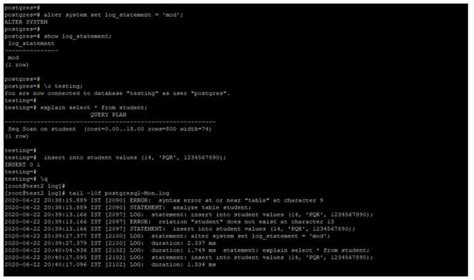 Postgres Log に対する画像結果