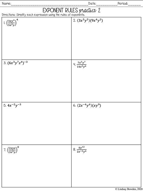 Image result for Negative Exponent Rule Worksheet