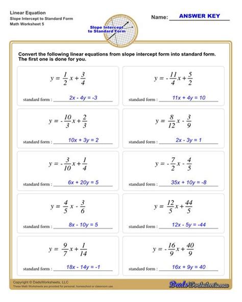 Toradh íomhá ar Rewrite into Slope-Intercept Form Worksheet PDF