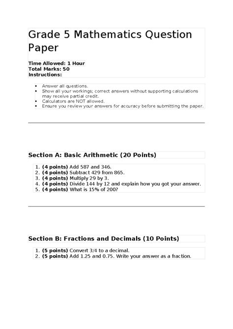 Image result for Grade 5 Math Questions