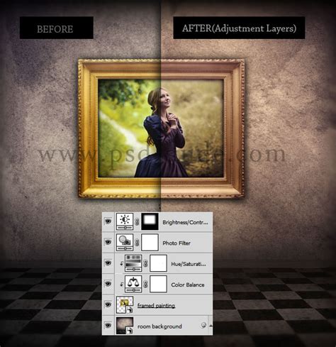 Toradh íomhá ar Adjustment Layers in Photoshop