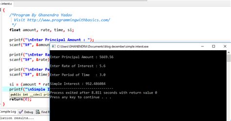 Image result for Write an Algorithm to Compute Simple Interest in C