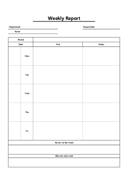 Toradh íomhá ar Weekly Task Report Template Excel