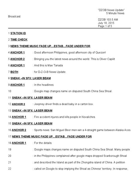 Image result for News Script Slug