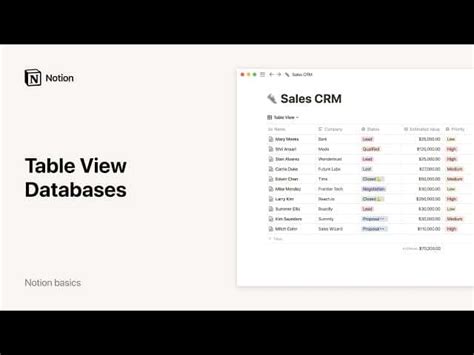 Image result for Table View Database Notion