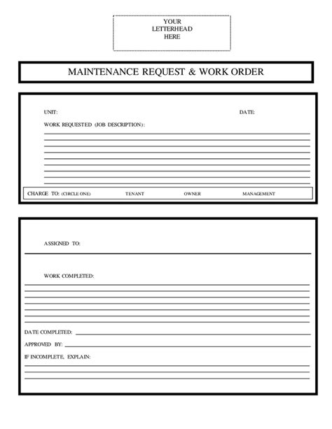 Image result for Maintenance Work Order Request Form