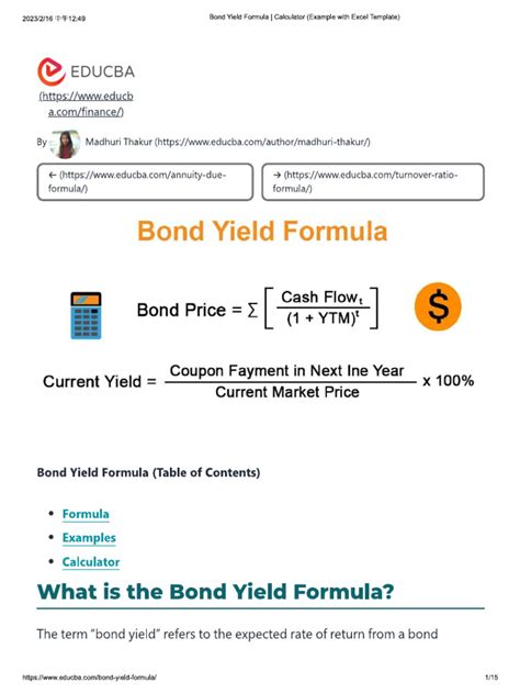 Image result for Bond Yield Calculation