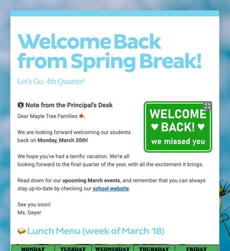 Image result for Welcome Back Spring Break